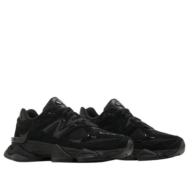 New Balance 9060 Triple Black Suede Patent