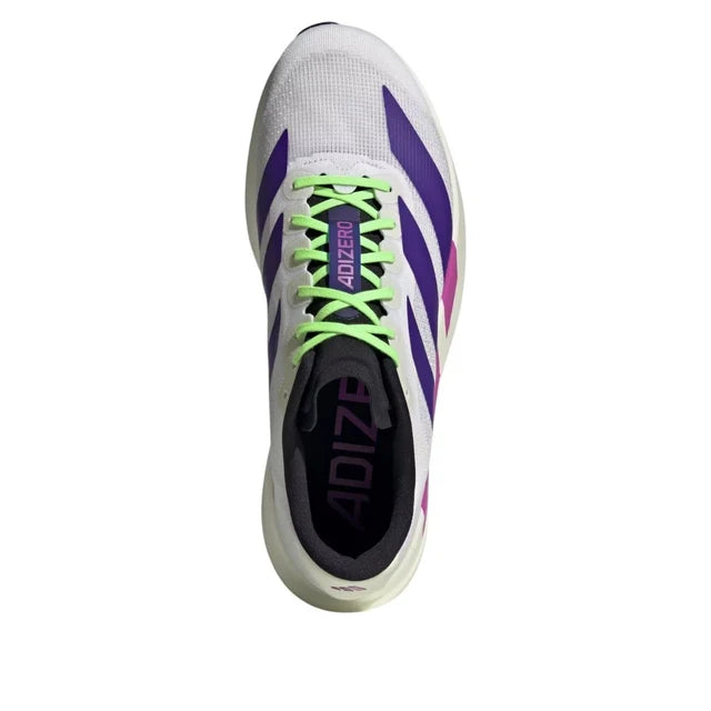Adidas-Adizero Evo SL 'White Collegiate Purple Lime Burst