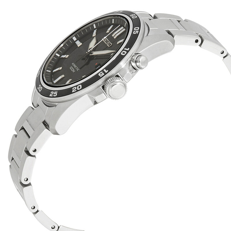 Relógio Seiko Kinetic Black Dial Stainless Steel Men's Watch