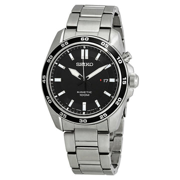 Relógio Seiko Kinetic Black Dial Stainless Steel Men's Watch