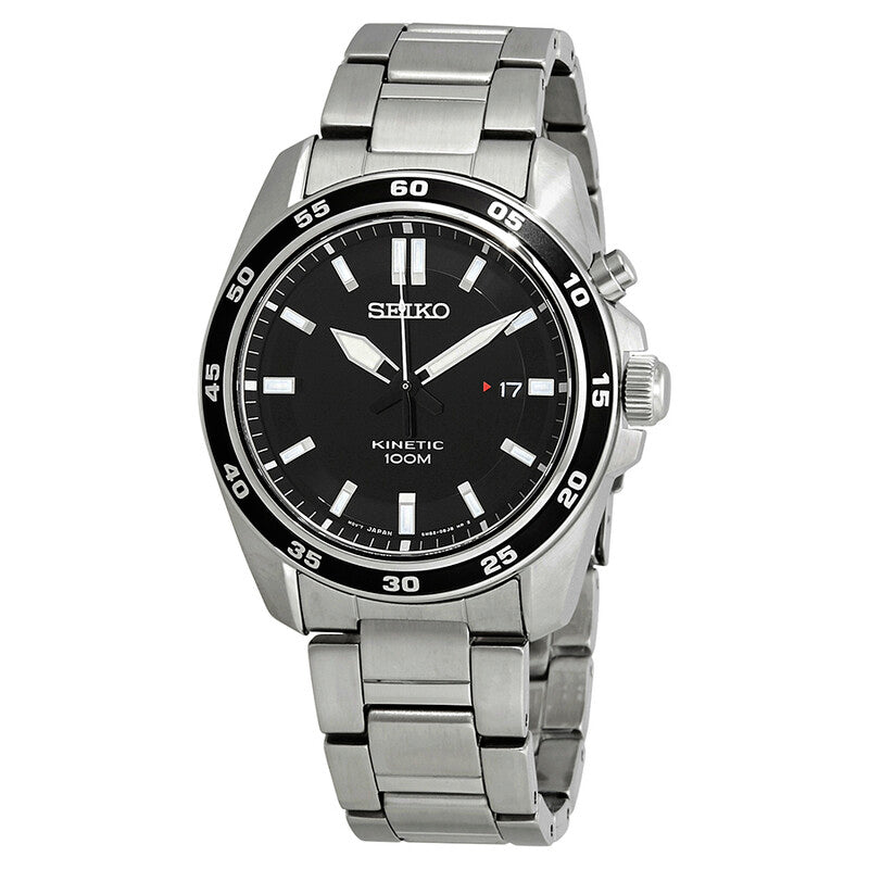 Relógio Seiko Kinetic Black Dial Stainless Steel Men's Watch