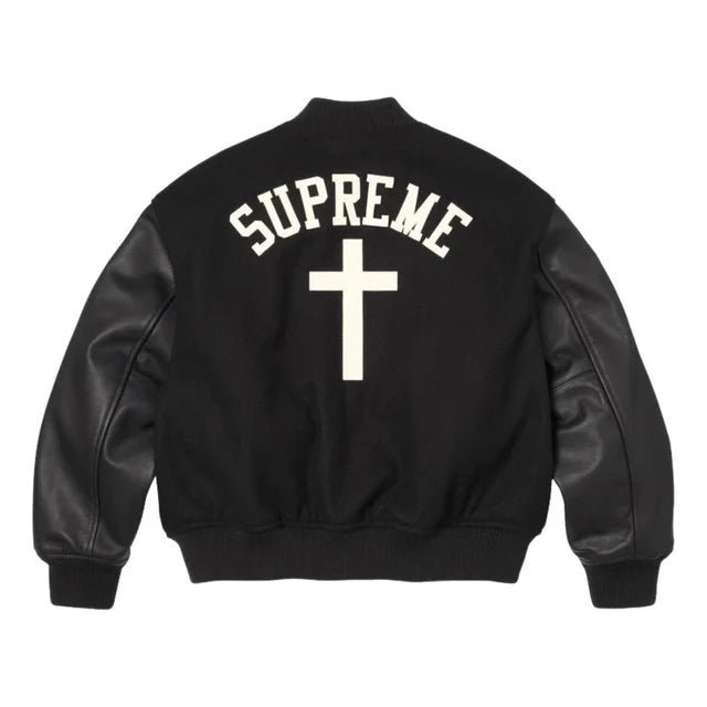 Jaqueta Supreme SS26 Cross Varsity Jacket Black